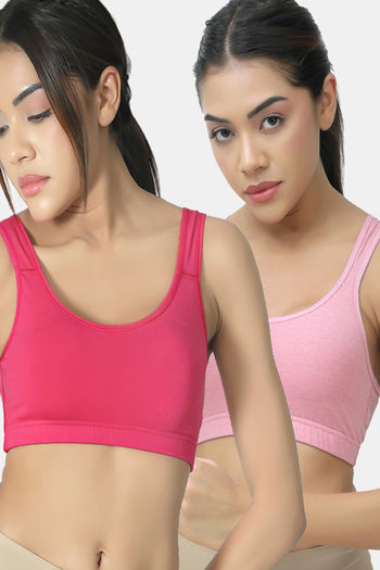 Buy Lady Lyka Soft Strechable Sports Bra (Pack of 2) - Multicolor